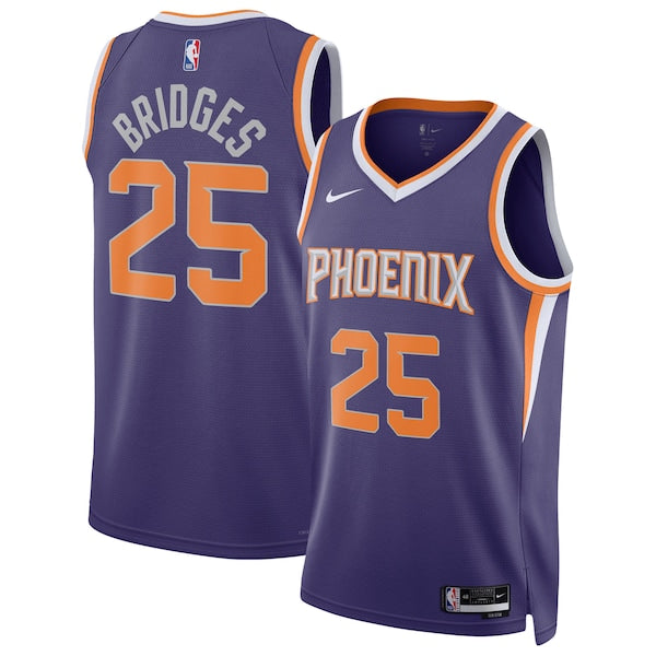 Mikal Bridges Phoenix Suns Nike Unisex Swingman Jersey - Icon Edition - Purple/White - Image 2