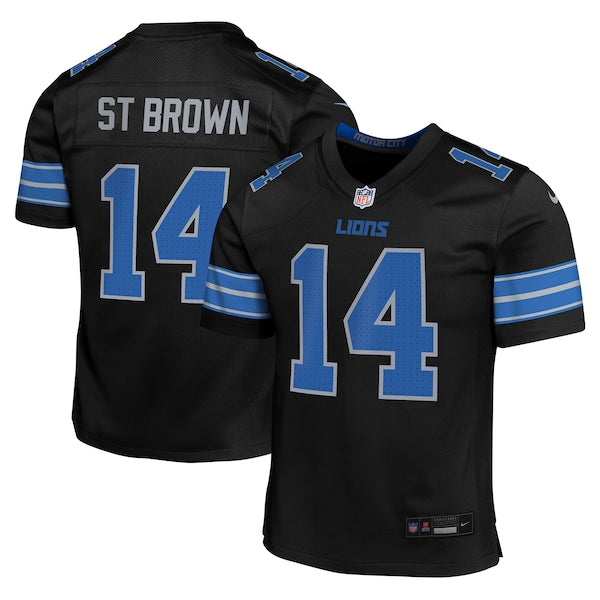 Amon-Ra St. Brown Detroit Lions Nike Youth Alternate Player Game Jersey - Black - Image 2