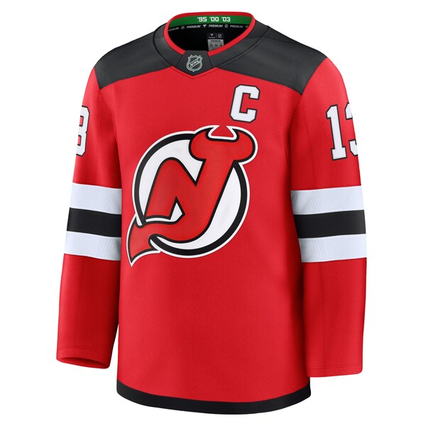 Nico Hischier New Jersey Devils Home Premium Jersey - Red/Black/White - Image 3