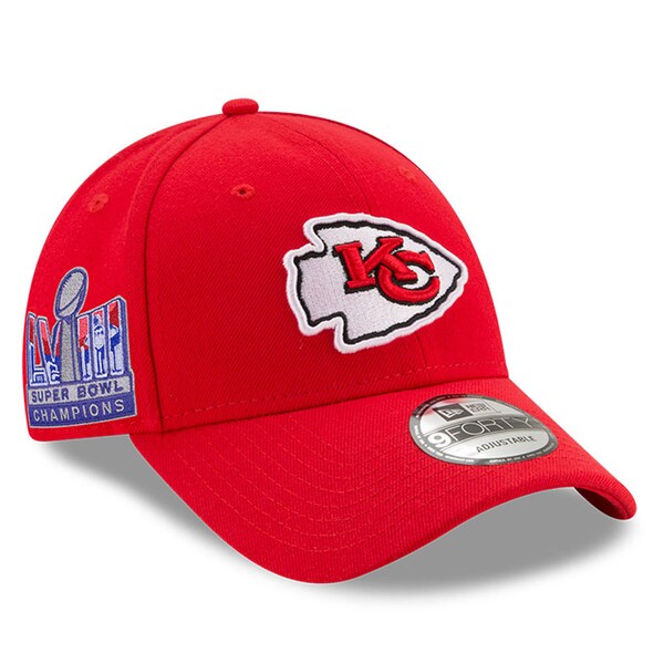 Kansas City Chiefs New Era Super Bowl LVIII Champions Side Patch 9FORTY Adjustable Hat - Red - Image 2
