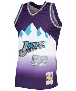 Alternative view of Karl Malone Utah Jazz 1996/97 Hardwood Classics NBA 75th Anniversary Diamond Swingman Jersey - Purple