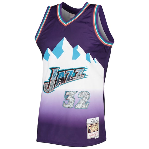 Karl Malone Utah Jazz 1996/97 Hardwood Classics NBA 75th Anniversary Diamond Swingman Jersey - Purple - Image 2