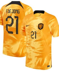 Frenkie de Jong Netherlands National Team Nike Youth 2022/23 Home Breathe Stadium Replica Player Jersey - Orange