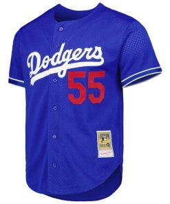 Alternative view of Orel Hershiser Los Angeles Dodgers  Cooperstown Collection Mesh Batting Practice Button-Up Jersey - Royal