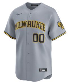 Alternative view of Milwaukee Brewers Nike Away Limited Custom Jersey - Gray