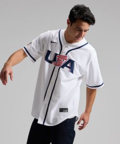 Alternative view of USA Baseball Nike 2026 World Baseball Classic Home Stadium Jersey - White/Navy