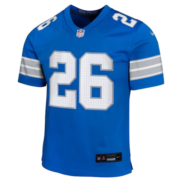 Jahmyr Gibbs Detroit Lions Nike Youth Team Player Game Jersey - Blue - Image 3