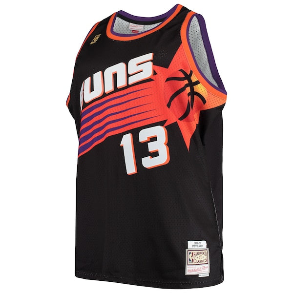 Steve Nash Phoenix Suns 1996/97 Big & Tall Hardwood Classics Swingman Jersey - Black/White - Image 3