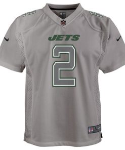 Alternative view of Zach Wilson New York Jets Nike Youth Atmosphere Game Jersey - Gray