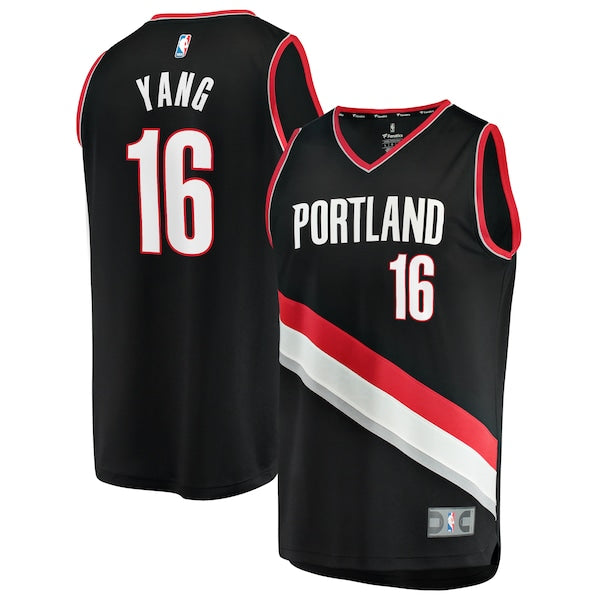 Yang Hansen Portland Trail Blazers Youth Fast Break Replica Jersey - Black - Icon Edition