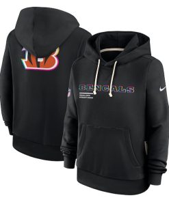 Cincinnati Bengals Nike Women's 2025 NFL Crucial Catch Sideline Standard Issue Dri-FIT Hoodie - Black