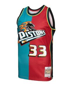 Alternative view of Grant Hill Detroit Pistons Hardwood Classics 1999/00 Split Swingman Jersey - Teal/Red
