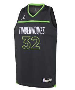 Alternative view of Karl-Anthony Towns Minnesota Timberwolves Jordan Brand Youth Swingman Jersey - Statement Edition - Black