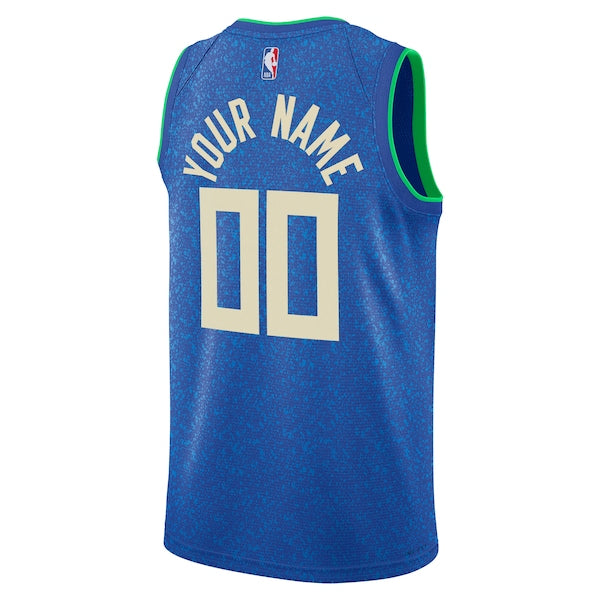 Milwaukee Bucks Nike Unisex 2023/24 Custom Swingman Jersey - Royal - City Edition - Image 3