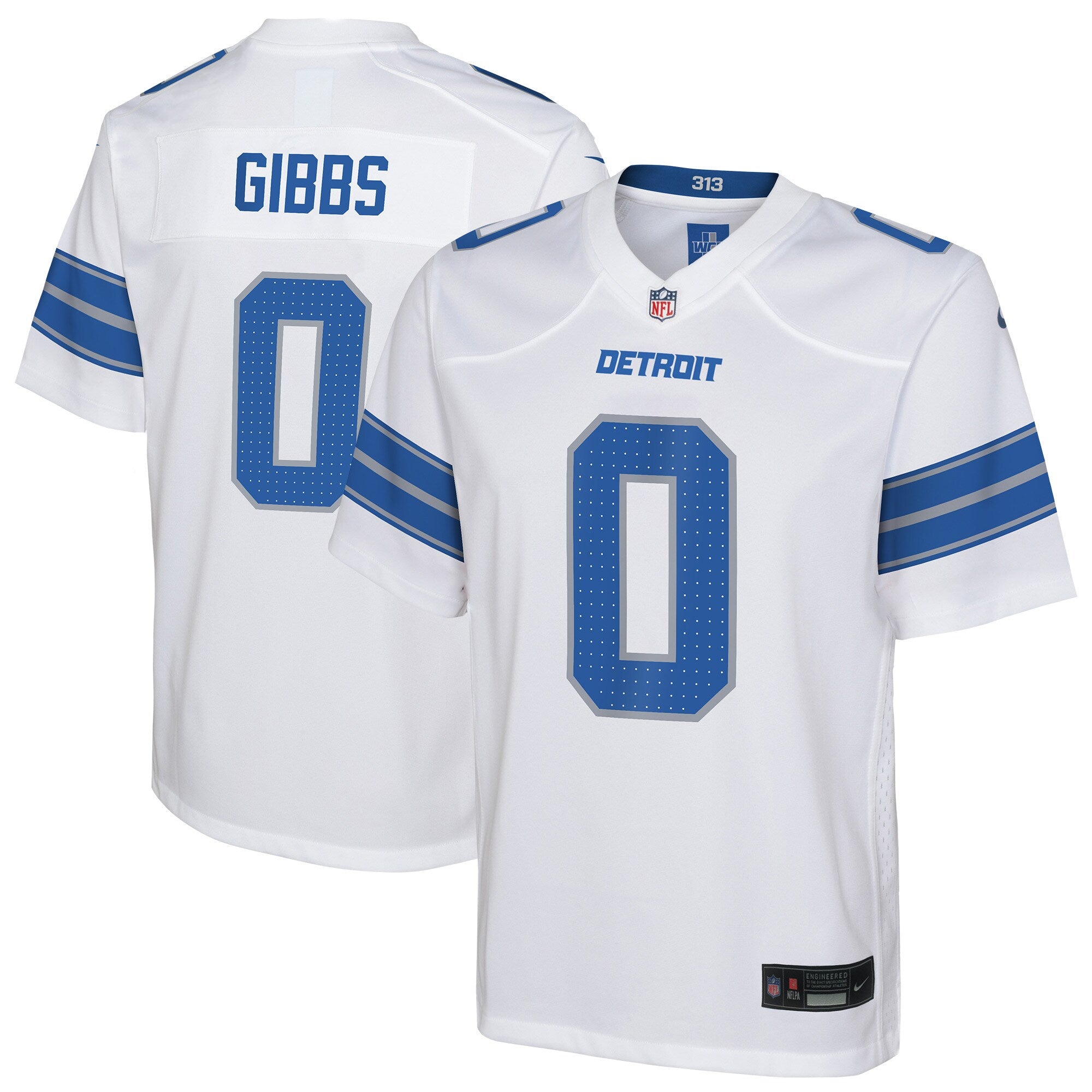 Jahmyr Gibbs Detroit Lions Nike Youth Alternate Game Jersey - Black/White/Blue - Image 6