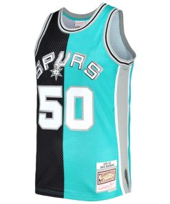 Alternative view of David Robinson San Antonio Spurs Hardwood Classics 1998/99 Split Swingman Jersey - Black/Teal