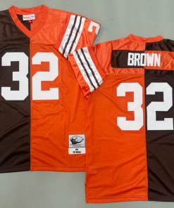 Jim Brown Cleveland Browns Authentic Split Throwback Retired Player Jersey