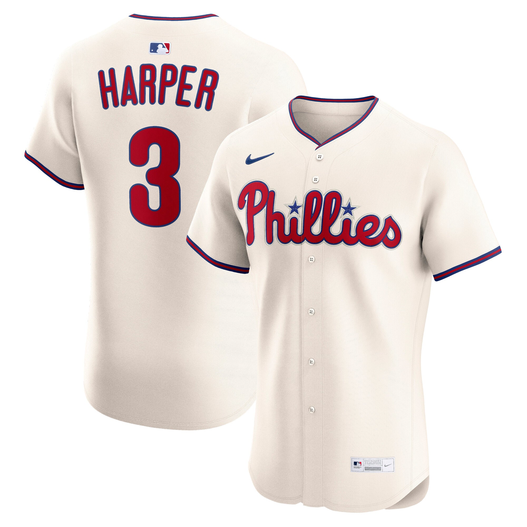 Bryce Harper Philadelphia Phillies Nike Alternate Elite Jersey - Light Blue/Cream/White - Image 5