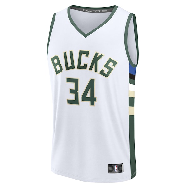 Giannis Antetokounmpo Milwaukee Bucks Fast Break Replica Player Jersey - Association Edition - White - Image 2