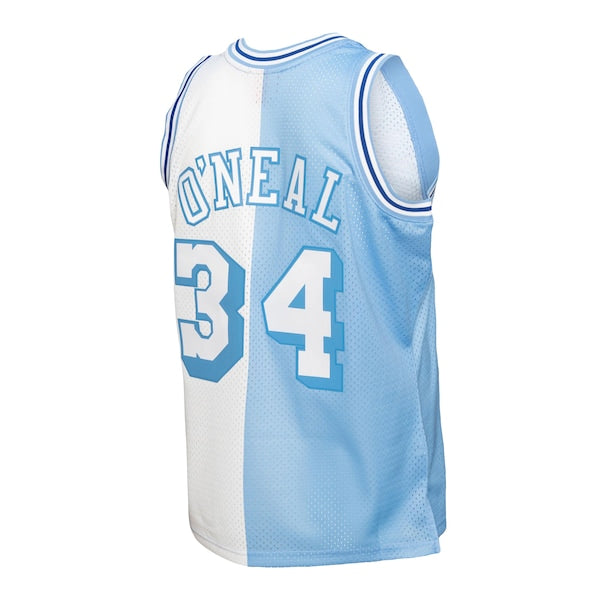 Shaquille O'Neal Los Angeles Lakers Hardwood Classics 1996/97 Split Swingman Jersey - Powder Blue/White - Image 3