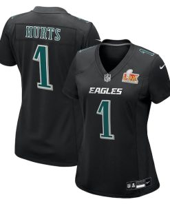 Jalen Hurts Philadelphia Eagles Nike Women's Super Bowl LIX Fashion Game Player Jersey - Carbon Black