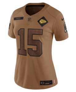 Alternative view of Patrick Mahomes Kansas City Chiefs Nike Women's 2023 Salute To Service Limited Jersey - Brown