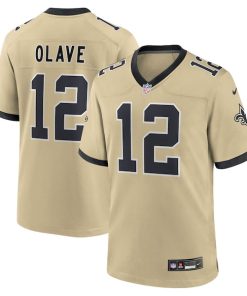 Alternative view of Chris Olave New Orleans Saints Nike Youth Gameday Golds Alternate Game Player Jersey - Gold/White