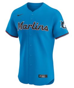 Alternative view of Miami Marlins Nike Alternate Vapor Premier Elite Patch Jersey - Blue
