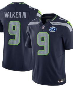 Alternative view of Kenneth Walker III Seattle Seahawks Nike Team 50th Season Vapor F.U.S.E. Limited Jersey - College Navy/Royal