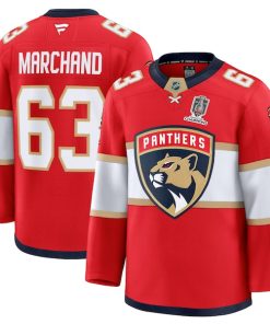 Brad Marchand Florida Panthers  Home 2025 Stanley Cup Champions Premium Patched Jersey - Red