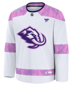 Alternative view of Utah Mammoth  Hockey Fights Cancer Survivor Practice Jersey - White