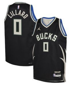 Damian Lillard Milwaukee Bucks Jordan Brand Youth Swingman Jersey - Statement Edition - Black