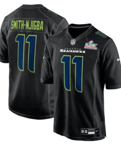 Alternative view of Men's Seattle Seahawks Jaxon Smith-Njigba Nike Super Bowl LX Patch Carbon Fashion Game Jersey- Black/White