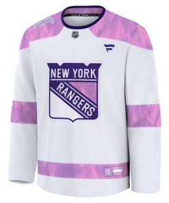 Alternative view of New York Rangers  Hockey Fights Cancer Practice Jersey - White