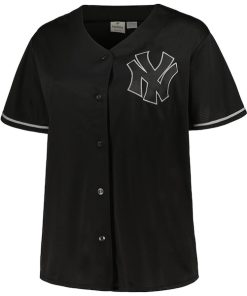Alternative view of New York Yankees Women's Plus Size Pop Fashion Button-Up Jersey - Black/Navy