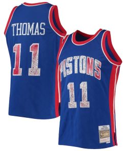 Isiah Thomas Detroit Pistons 1988/89 Hardwood Classics NBA 75th Anniversary Diamond Swingman Jersey - Blue