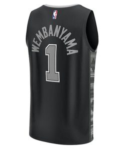 Alternative view of Victor Wembanyama San Antonio Spurs  Fast Break Replica Player Jersey - Statement Edition - Black/White