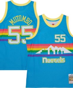 Dikembe Mutombo Denver Nuggets  Hardwood Classics 1991/92 Tropical Swingman Jersey - Blue
