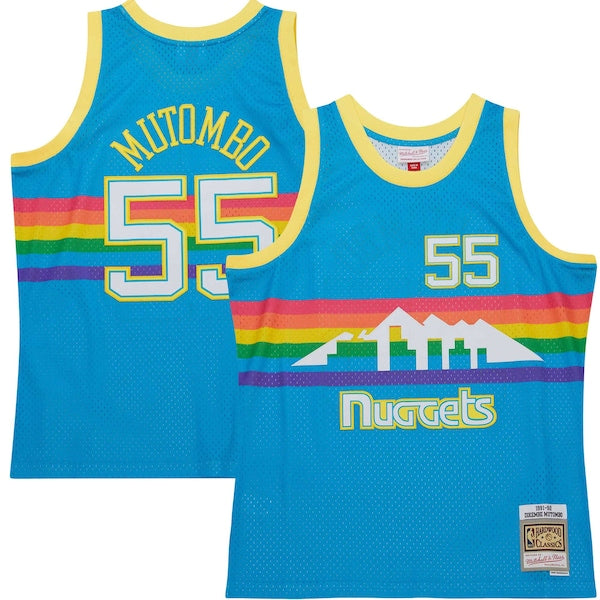 Dikembe Mutombo Denver Nuggets Hardwood Classics 1991/92 Tropical Swingman Jersey - Blue