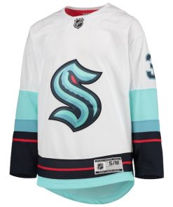 Alternative view of Philipp Grubauer Seattle Kraken Youth Away Premier Player Jersey - White
