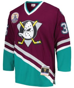 Alternative view of Jean-Sebastien Giguere Anaheim Ducks  2002/03 Blue Line Player Jersey - Purple