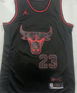 Alternative view of Michael Jordan Chicago Bulls Jordan Throwback Jersey - Black