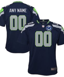 Alternative view of Seattle Seahawks Nike Youth 50th Season Team Custom Game Jersey - College Navy/Navy