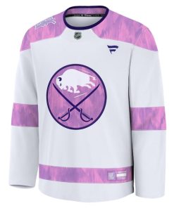 Alternative view of Buffalo Sabres  2024 Hockey Fights Cancer Practice Jersey - White