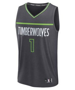 Alternative view of Terrence Shannon Jr. Minnesota Timberwolves  Fast Break Replica Jersey - Statement Edition - Anthracite
