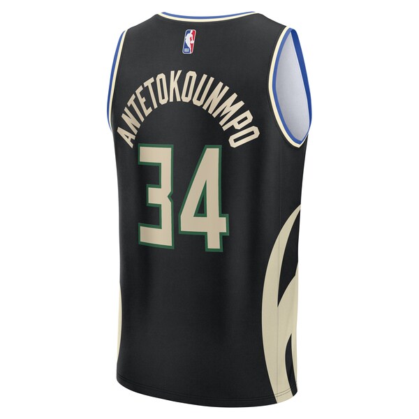 Giannis Antetokounmpo Milwaukee Bucks Youth Fast Break Replica Player Jersey - Statement Edition - Black - Image 3