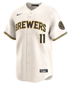 Alternative view of Rowdy Tellez Milwaukee Brewers Nike Home Limited Player Jersey - Cream
