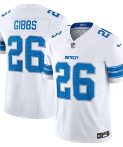 Jahmyr Gibbs Detroit Lions Nike Vapor F.U.S.E. Limited Jersey - White/Blue