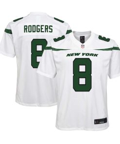 Aaron Rodgers New York Jets Nike Youth Game Jersey - White/Black/Green