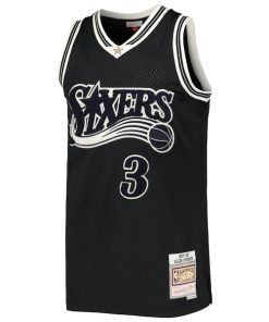 Alternative view of Allen Iverson Philadelphia 76ers Hardwood Classics Off-Court Swingman Jersey - Black